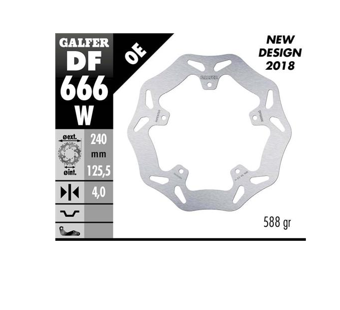 GALFER DISCO FRENO TRASERO FIJO DEL BEVERLY 300'10-22 RUNNER 180'99-01 X9 500'01-02  240 mm X 4 mm