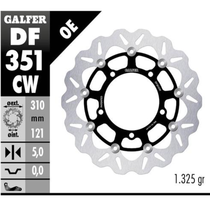 GALFER DISCO FRENO DELANTERO FLOTANTE DEL DL-650'07-13 DL-650 ABS'14-16 DL-650 XT'17-24 DL-1000'12-14 DL-1000'15-19 DL-1050'20-24 DL-800'23-24 GXS-1300 