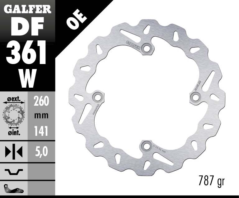 GALFER DISCO FIJO TRAS  DL-650'07-13 DL-650 ABS'14-16 DL-650 XT'17-24 DL-1000'12-14 DL-1000'15-19 DL-1050'20-24  260 mm X 5 mm