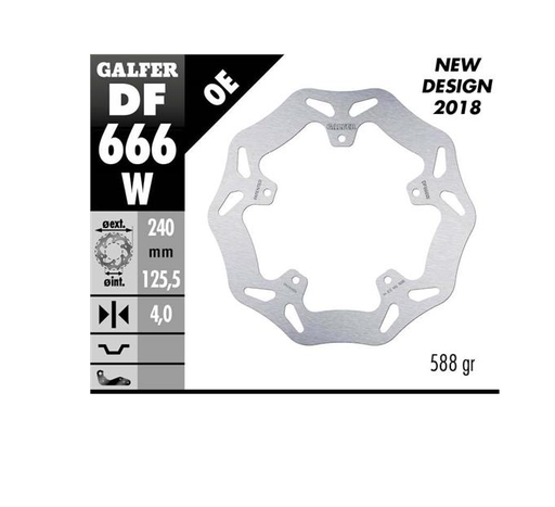 [DF666W] GALFER DISCO FRENO TRASERO FIJO DEL BEVERLY 300'10-22 RUNNER 180'99-01 X9 500'01-02  240 mm X 4 mm