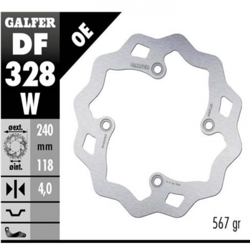 [DF328W] GALFER DISCO FRENO TRASERO SUZUKI DR-650'96-24 XF-650 FREEWIND'97  240 mm X 4,5 mm