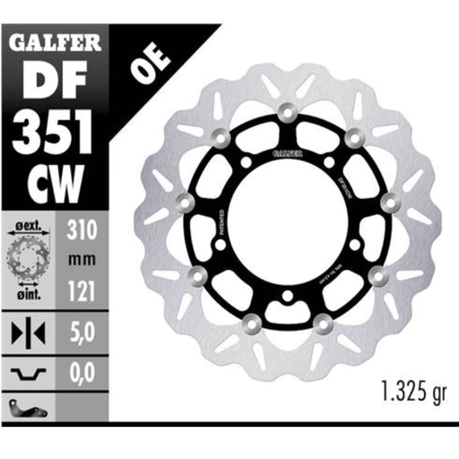 [DF351CW] GALFER DISCO FRENO DELANTERO FLOTANTE DEL DL-650'07-13 DL-650 ABS'14-16 DL-650 XT'17-24 DL-1000'12-14 DL-1000'15-19 DL-1050'20-24 DL-800'23-24 GXS-1300 