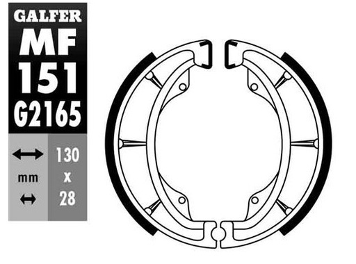 [MF151-G2165] GALFER SET BANDAS SUZUKI  EN-125'05-24 GN-125'93-24 GN-250'88-95 DR-200'86-89 ( MEDIDA 130x28 )