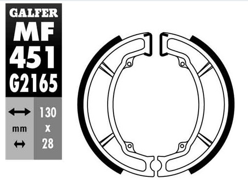 [MF451-G2165] GALFER SET BANDAS YAMAHA RX-135'84-88 RX-Z'90-94 DT-125/175'84-24 XT-350'85-90 SR-250'80-91 XV-250'89-00 ( MEDIDA 130x28 )