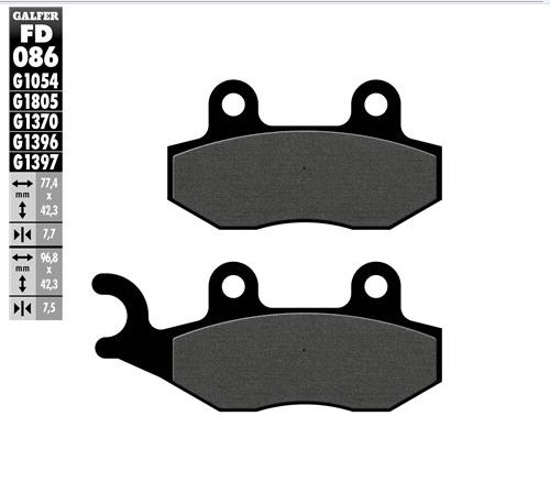 [FD086-G1054] GALFER SET PASTILLAS DEL XTZ-125´03-10 XTZ-250´07-20 YZ-250´89-97 XTZ-750´89-95 RM-250´87-97 CFMOTO 800´1