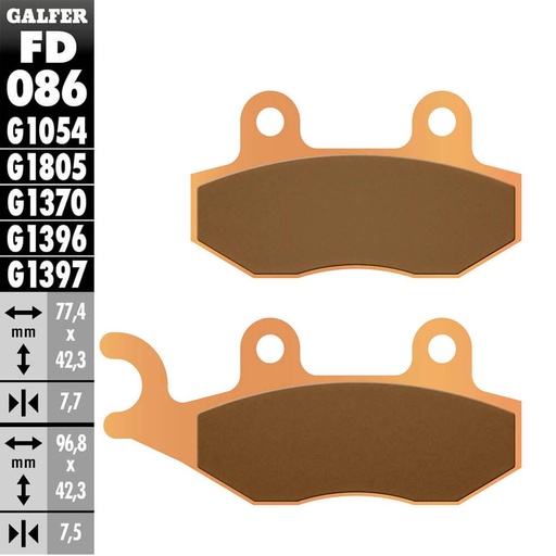 [FD086-G1805] GALFER SET PASTILLAS DEL XTZ-125´03-10 XTZ-250´07-20 YZ-250´89-97 XTZ-750´89-95 RM-250´87-97 CFMOTO 800´1
