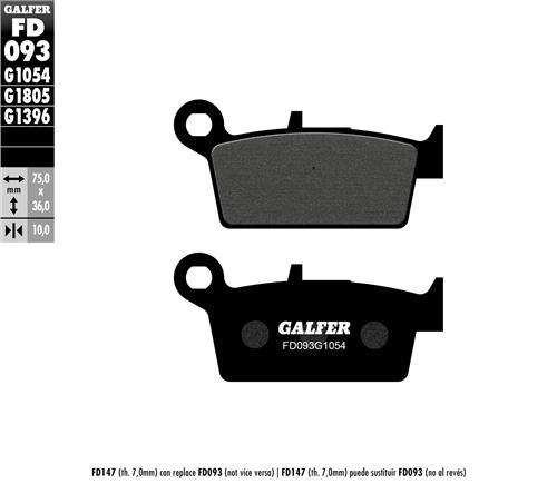 [FD093-G1054] GALFER SET PASTILLAS TRA XR-650´93-07 WR-426F`01-02 YZ-426F`00-02 DRZ-400>00 XR-250´91-04 RM-250´96-12