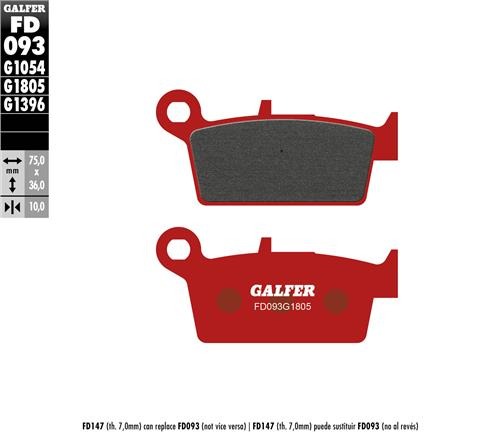 [FD093-G1805] GALFER SET PASTILLAS TRA XR-650´93-07 WR-426F`01-02 YZ-426F`00-02 DRZ-400>00 XR-250´91-04 RM-250´96-12