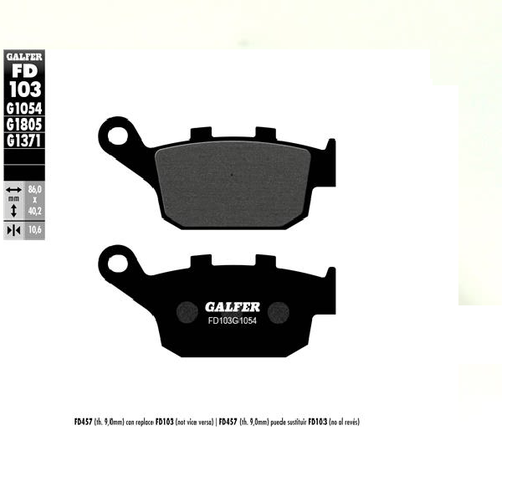 [FD103-G1054] GALFER SET PASTILLAS TRA YZF-600RR´03-08 XL-650 TRANSALP´00-06 AFRICA TWIN ´90-03 XF-650´97-02 Z900´17