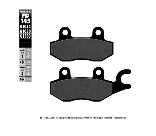 [FD145-G1050] GALFER SET PASTILLAS TRAS KLR-650 >12 YS-250´04-08
