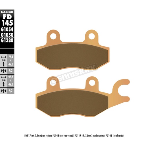 [FD145-G1380] GALFER SET PASTILLAS TRAS KLR-650 >12 YS-250´04-08