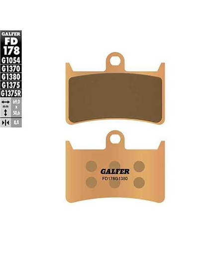 [FD178-G1380] GALFER SET PASTILLAS DEL FZ-6´07-09 MT-09´14-21 TDM-900´02-14 R1´96-23 XP-500´12-16 XP-530´17-20 YZF-R6´99-16