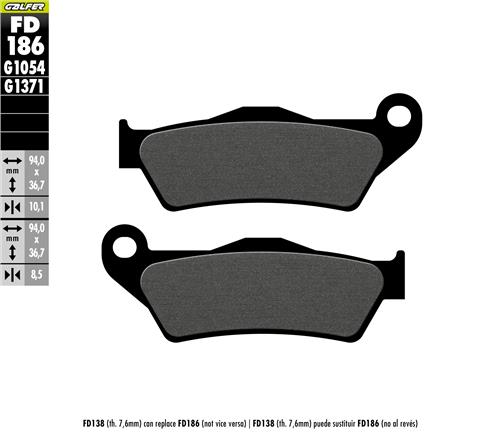 [FD186-G1054] GALFER SET PASTILLAS TRA BMW S1000XR´15-21  R1150GS´93-99 R1100R´93-01 R1150GS´98-06 R1200GS´04-13