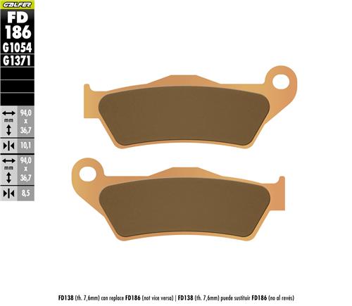[FD186-G1371] GALFER SET PASTILLAS TRA BMW S1000XR´15-21  R1150GS´93-99 R1100R´93-01 R1150GS´98-06 R1200GS´04-13