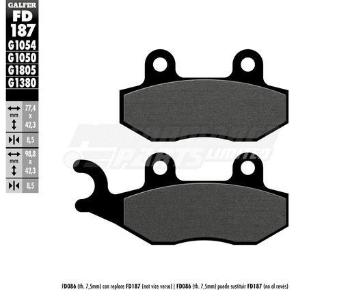 [FD187-G1050] GALFER SET PASTILLAS DEL KLR 650´08-16 TRA KLR-650´21-24 H2 1000´18-21 OUTLOCK 150´07-10 SILVERBLADE 250´13-14  TIGER 1200´18-20 , DEL AN-400´07-15