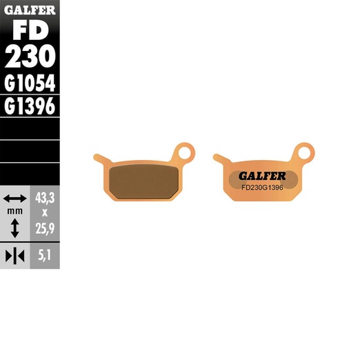 [FD230-G1396] GALFER SET PASTILLAS TRAS KTM SX-50´06-13 SX-E 50´21-23  SX-65´04-08  XC-65´08-23 HUSQVARNA TC-50´18-23 CR-50´11-23 SM-50´11-23